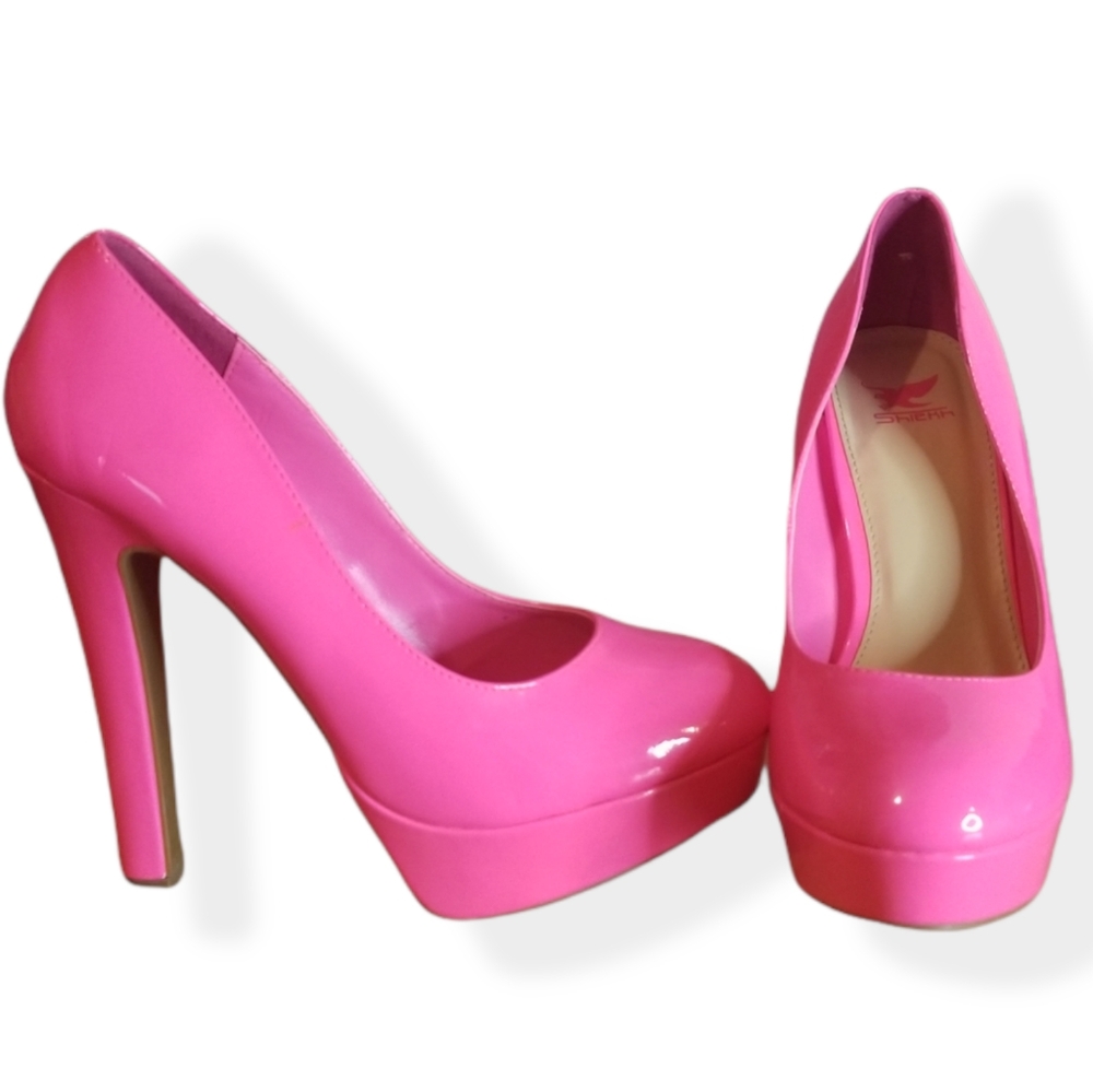 Shiekh Neon Pink Round Toe Platform Heels